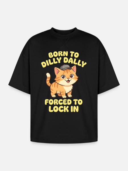 Kitty Lock-In - Oversized Unisex Short Sleeve Sweatshirt - black