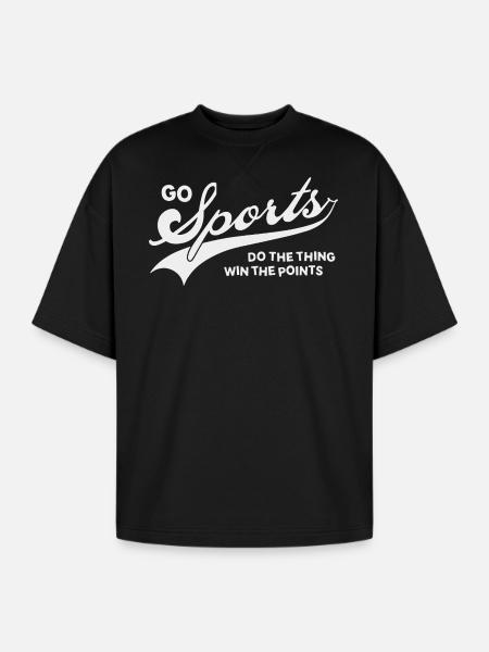 Go Sports - Oversized Unisex Short Sleeve Sweatshirt - black