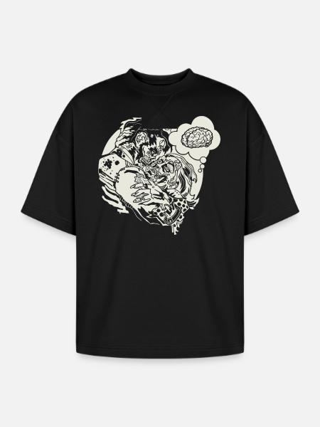 Funny Zombie Love - Oversized Unisex Short Sleeve Sweatshirt - black