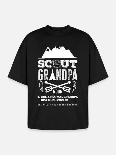 Proud Scout Grandpa Grandfather Scouting - Oversized Unisex Short Sleeve Sweatshirt - black