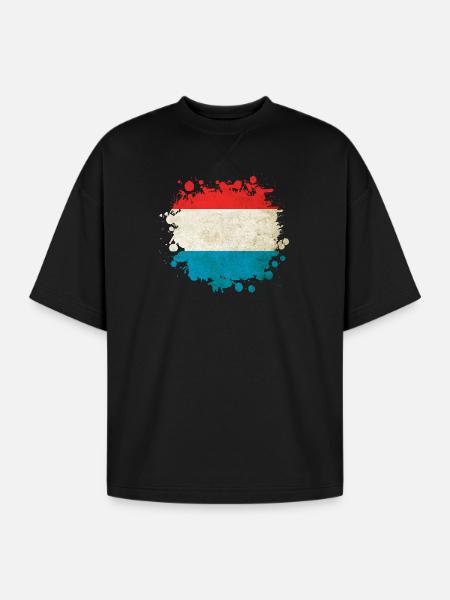 Luxembourg flags blob - Oversized Unisex Short Sleeve Sweatshirt - black