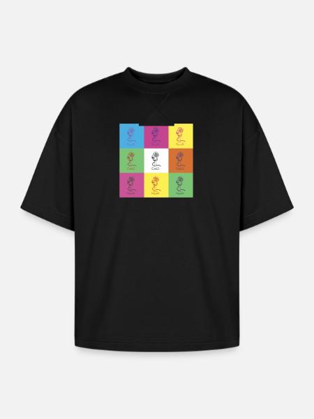 Microphone design - Oversized Unisex Short Sleeve Sweatshirt - black