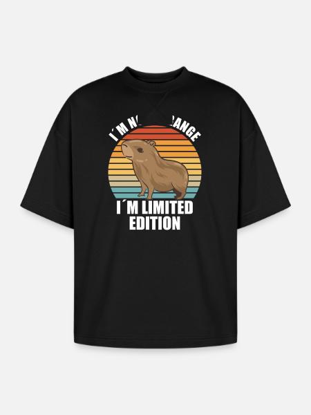 Capybara zoo animal design - Oversized Unisex Short Sleeve Sweatshirt - black