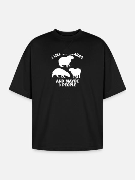 Capybara zoo animal design - Oversized Unisex Short Sleeve Sweatshirt - black