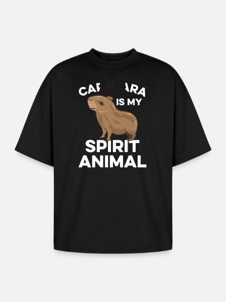 Capybara zoo animal design - Oversized Unisex Short Sleeve Sweatshirt - black