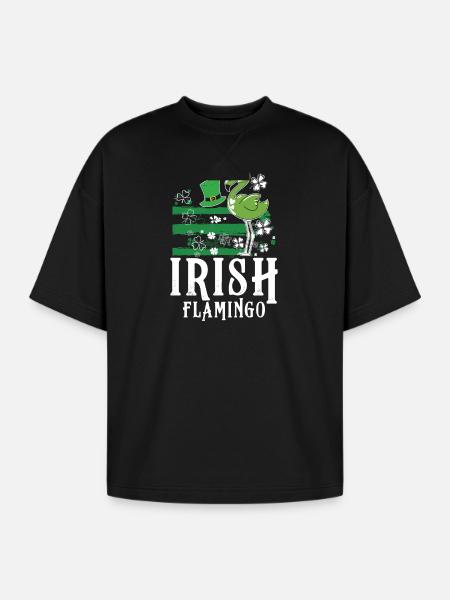 Irish flamingo - Oversized Unisex Short Sleeve Sweatshirt - black
