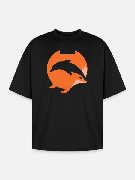 Fox or Dolphin in this fun optical illusion - Oversized Unisex Short Sleeve Sweatshirt - black