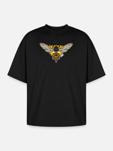 Sunlit Hornet Emblem - Oversized Unisex Short Sleeve Sweatshirt - black