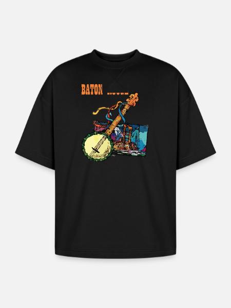 Baton Rouge - Oversized Unisex Short Sleeve Sweatshirt - black
