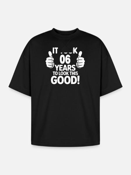 Six Years of Wellbeing Celebration - Oversized Unisex Short Sleeve Sweatshirt - black