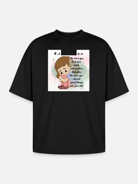 Positive Mindfulness Inspirational Design - Oversized Unisex Short Sleeve Sweatshirt - black