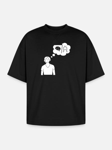 Dual Thought Silhouette - Oversized Unisex Short Sleeve Sweatshirt - black
