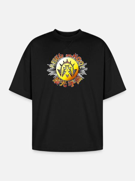Reiko Daybreak School Emblem Sunrise - Oversized Unisex Short Sleeve Sweatshirt - black
