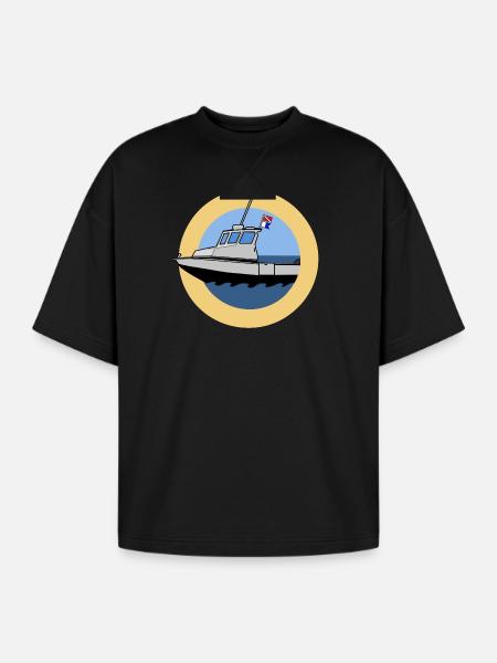 Scuba Boat - Oversized Unisex Short Sleeve Sweatshirt - black