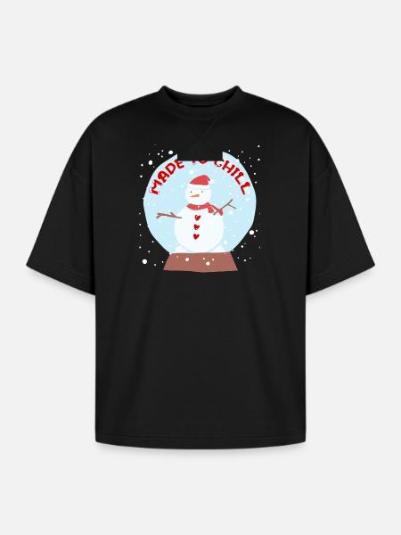 Snowman - Oversized Unisex Short Sleeve Sweatshirt - black