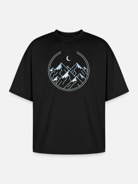 Moonlit Ice Alpine Peak - Oversized Unisex Short Sleeve Sweatshirt - black