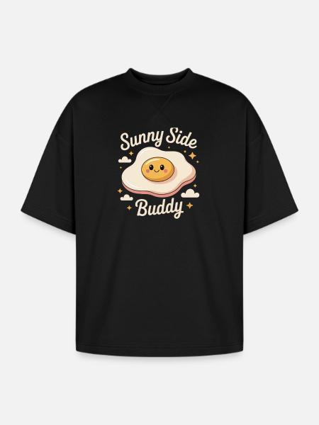Sunny Side Buddy - Oversized Unisex Short Sleeve Sweatshirt - black