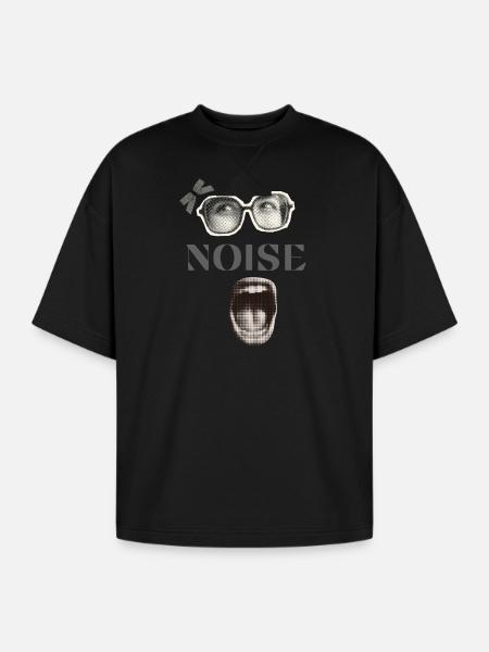 Noisy Halftone Glasses Mouth - Oversized Unisex Short Sleeve Sweatshirt - black