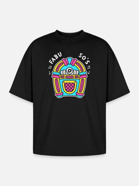 Jukebox 50s Sock Hop Dancer - Oversized Unisex Short Sleeve Sweatshirt - black