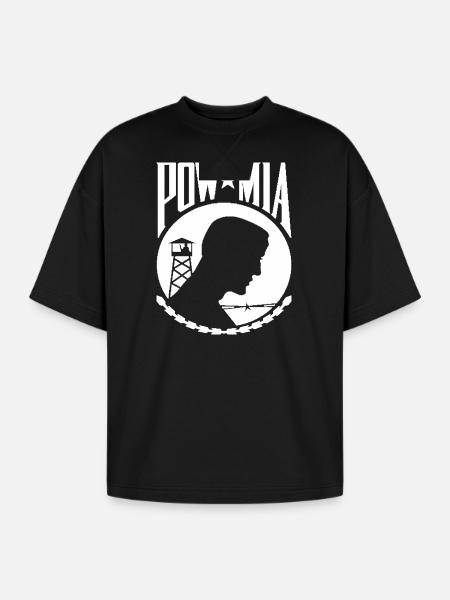 POW MIA Never Forget - Oversized Unisex Short Sleeve Sweatshirt - black