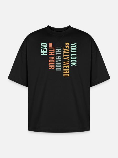 Vertical Gradient Word Art - Oversized Unisex Short Sleeve Sweatshirt - black