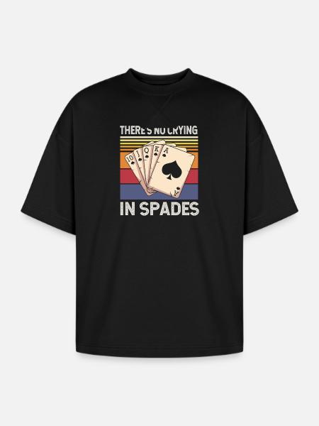Spades Card Player Card Game - Oversized Unisex Short Sleeve Sweatshirt - black
