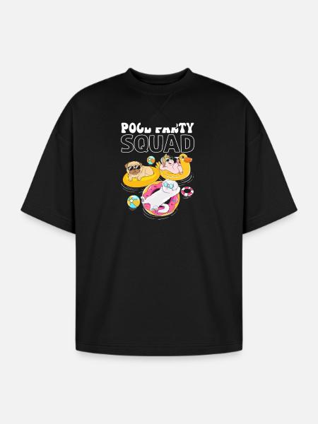 Kids Pool Party Squad Animals Birthday - Oversized Unisex Short Sleeve Sweatshirt - black