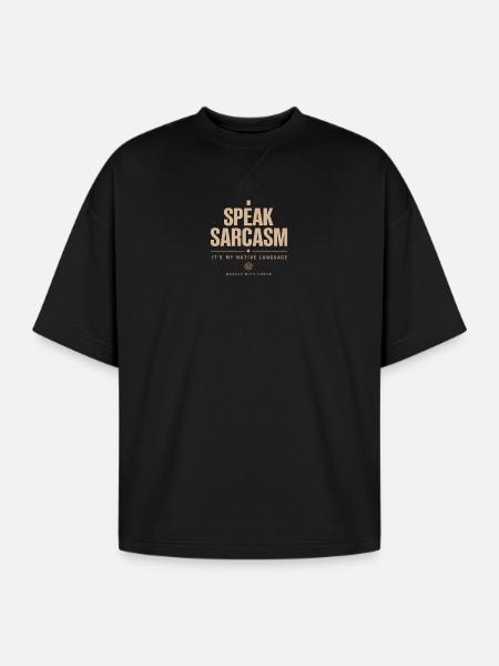 I Speak Sarcasm - Oversized Unisex Short Sleeve Sweatshirt - black