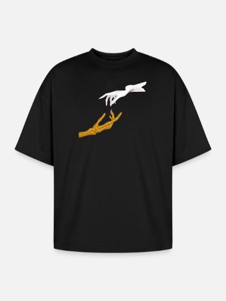Glittering Hand Connection - Oversized Unisex Short Sleeve Sweatshirt - black