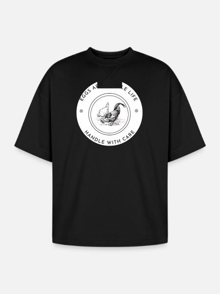 Eggs_Are_Fragile_Life - Oversized Unisex Short Sleeve Sweatshirt - black