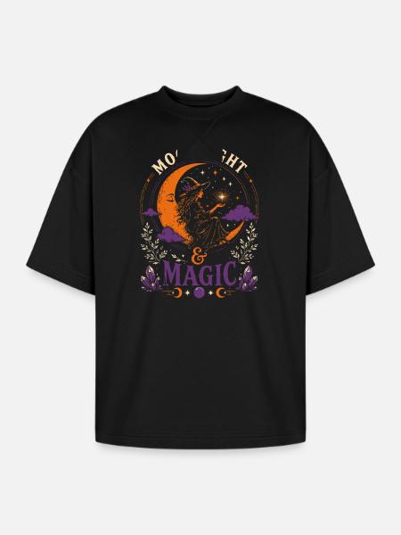 Moonlight & Magic Tshirt - Oversized Unisex Short Sleeve Sweatshirt - black