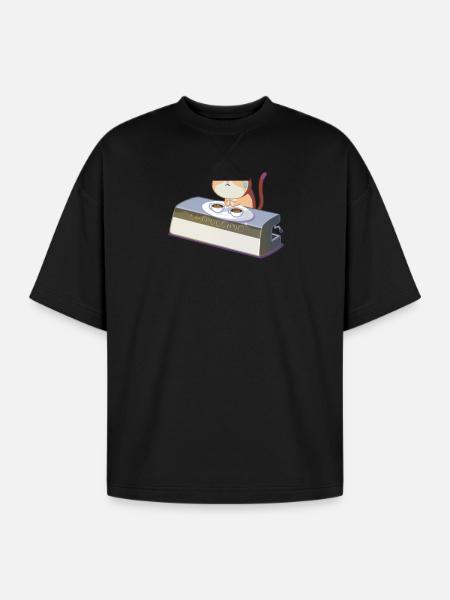 PanicMeow - Oversized Unisex Short Sleeve Sweatshirt - black