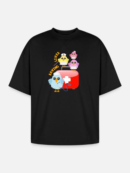 doctors_birds_medical_bag - Oversized Unisex Short Sleeve Sweatshirt - black