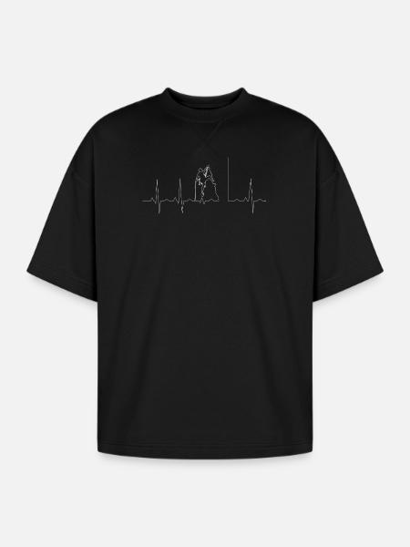 Heartbeat Peak Climber - Oversized Unisex Short Sleeve Sweatshirt - black