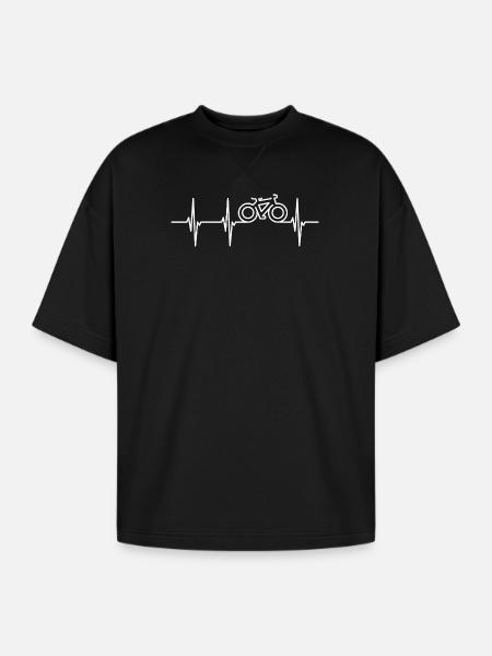 Heartbeat Biker ECG - Oversized Unisex Short Sleeve Sweatshirt - black