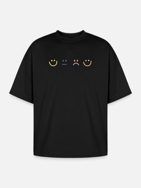 Mood Faces - Oversized Unisex Short Sleeve Sweatshirt - black