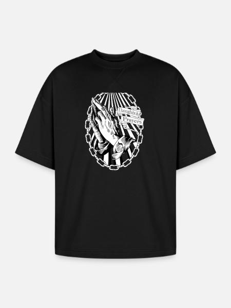 Thoughts and Prayers - Oversized Unisex Short Sleeve Sweatshirt - black