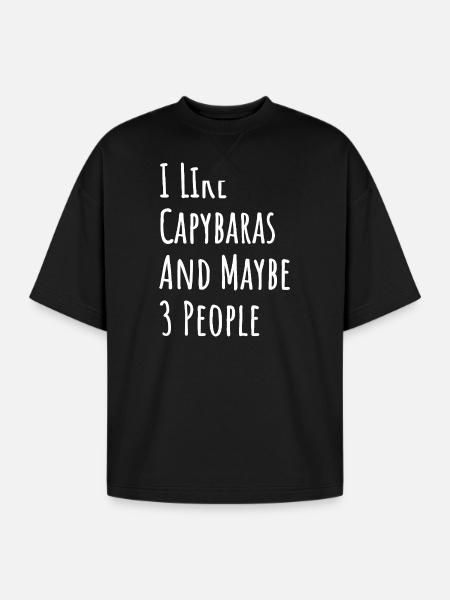 Capybara Quote: I Like Capybaras - Oversized Unisex Short Sleeve Sweatshirt - black