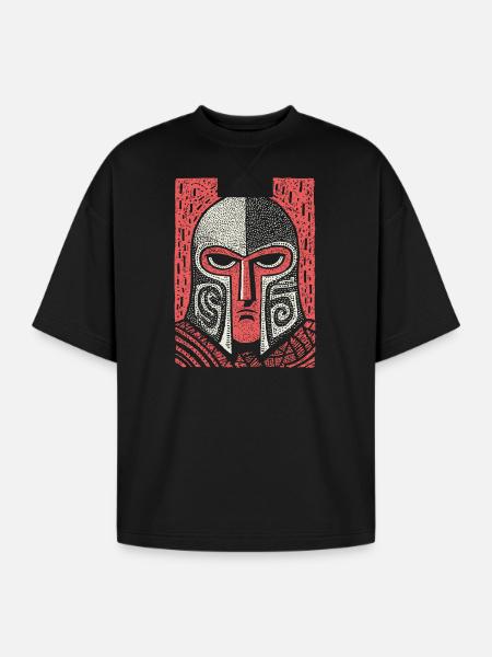 Spartan Helmet Halftone Icon - Oversized Unisex Short Sleeve Sweatshirt - black