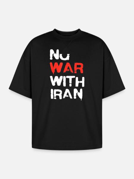 No_War_With_Iran_Peace_Statement - Oversized Unisex Short Sleeve Sweatshirt - black