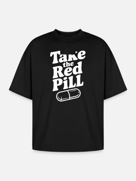 Take the Red Pill - Oversized Unisex Short Sleeve Sweatshirt - black