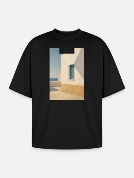 Mediterranean Light by the Sea - Oversized Unisex Short Sleeve Sweatshirt - black