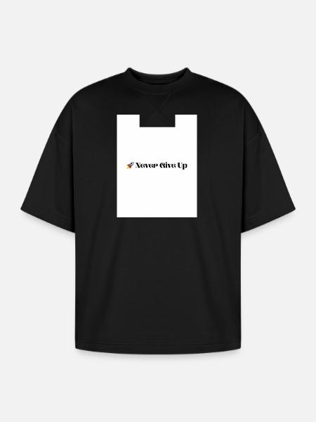Never Give Up - Oversized Unisex Short Sleeve Sweatshirt - black