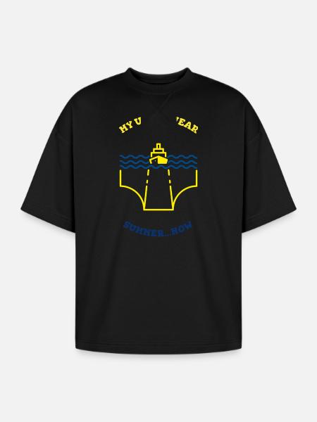 Funny Ship Underwear Summer Teez - Oversized Unisex Short Sleeve Sweatshirt - black
