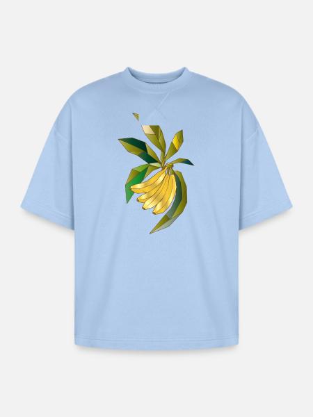 Geometric banana plant illustration - Oversized Unisex Short Sleeve Sweatshirt - powder blue