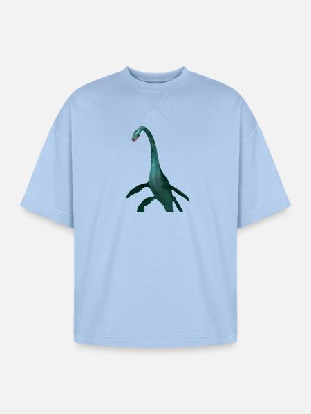 Emerald Long Neck Dino Tee - Oversized Unisex Short Sleeve Sweatshirt - powder blue