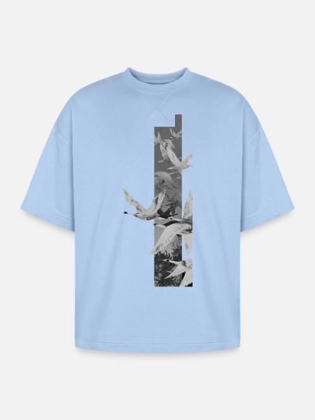 Dove Stripes Mono - Oversized Unisex Short Sleeve Sweatshirt - powder blue