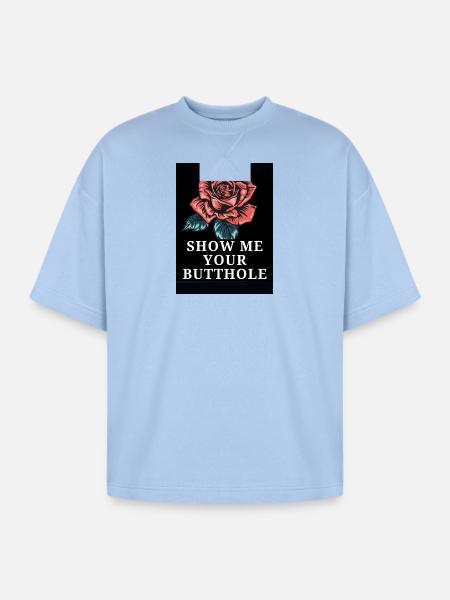 Rose Bold Text Statement - Oversized Unisex Short Sleeve Sweatshirt - powder blue