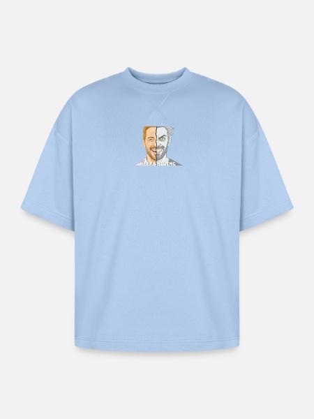 Split Face Smile Keep Smiling - Oversized Unisex Short Sleeve Sweatshirt - powder blue