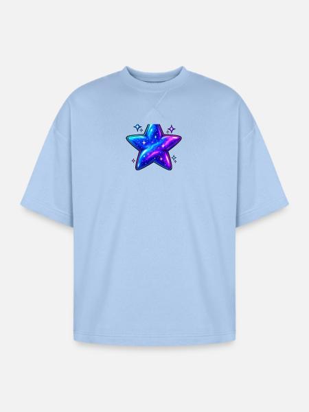 Cosmic Galaxy Star - Oversized Unisex Short Sleeve Sweatshirt - powder blue